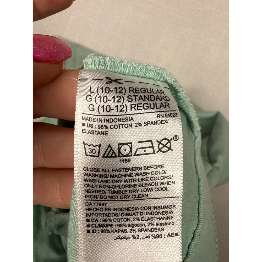 Old Navy Denim Jacket Girls L 10-12 Green Cotton Stretch Trucker Button Up Coat - Picture 3 of 10